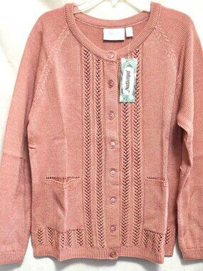 National Blush Pink Button Front Cardigan Sweater